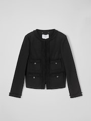 LK Bennett Black Cotton Blend Tweed Charlie Jacket - Image 4 of 4