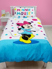 Character White Disney Minnie Mouse 100% Cotton Single Duvet Cover & Pillowcase Set - Image 1 of 3