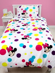 Character White Disney Minnie Mouse 100% Cotton Single Duvet Cover & Pillowcase Set - Image 3 of 3