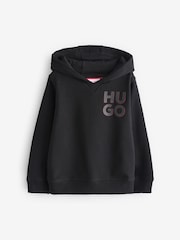 HUGO Black Square Chest Logo Hoodie - Image 1 of 1