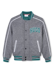 HUGO Grey Logo Varsity Jacket - Image 2 of 3