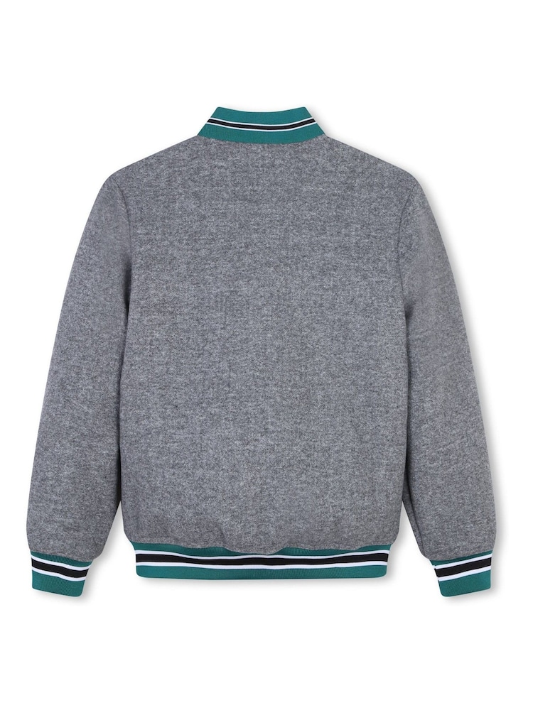 HUGO Grey Logo Varsity Jacket - Image 3 of 3