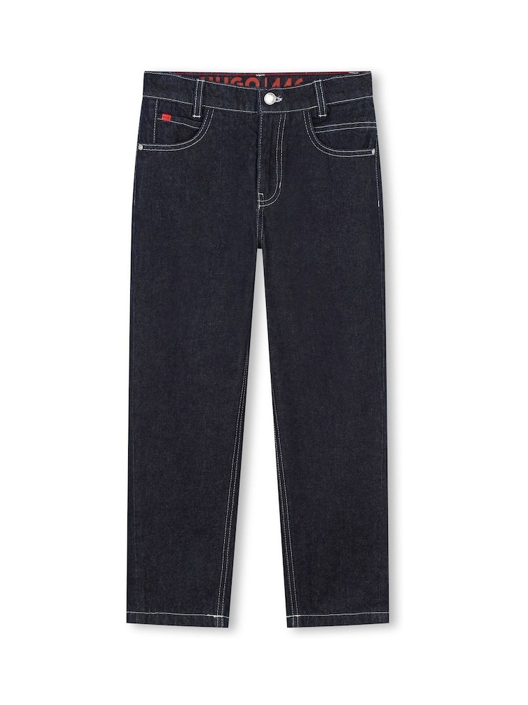 HUGO Blue Dark Wash Wide Leg Denim Jeans - Image 4 of 6