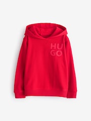 HUGO Red Square Chest Logo Hoodie - Image 1 of 1