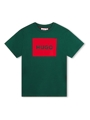 أخضر - تيشِرت بأكمام قصيرة مزيّن بشعار العلامة التجارية من HUGO - صورة 1 من 2