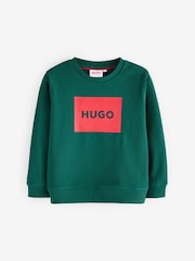 HUGO Green Logo Fleece Crew Neck Sweatshirt - Image 1 of 4