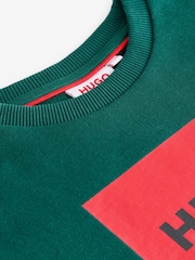 HUGO Green Logo Fleece Crew Neck Sweatshirt - Image 3 of 4