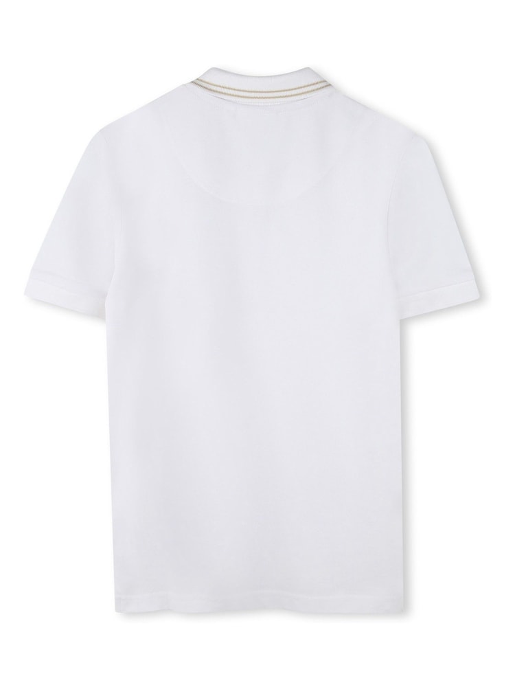 HUGO White Square Chest Logo Short Sleeve Polo Shirt - Image 2 of 2