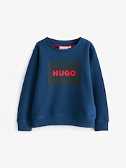 HUGO Blue Logo Fleece Crew Neck Sweatshirt - Image 1 of 1