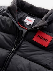 HUGO Black Quilted Puffer Coat - Image 3 of 4
