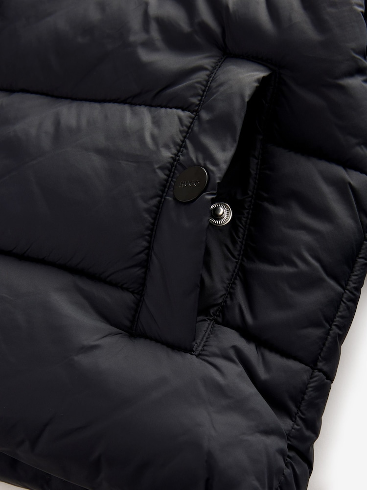 HUGO Black Quilted Puffer Coat - Image 4 of 4