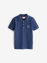 HUGO Blue Square Chest Logo Short Sleeve Polo Shirt - Image 1 of 4