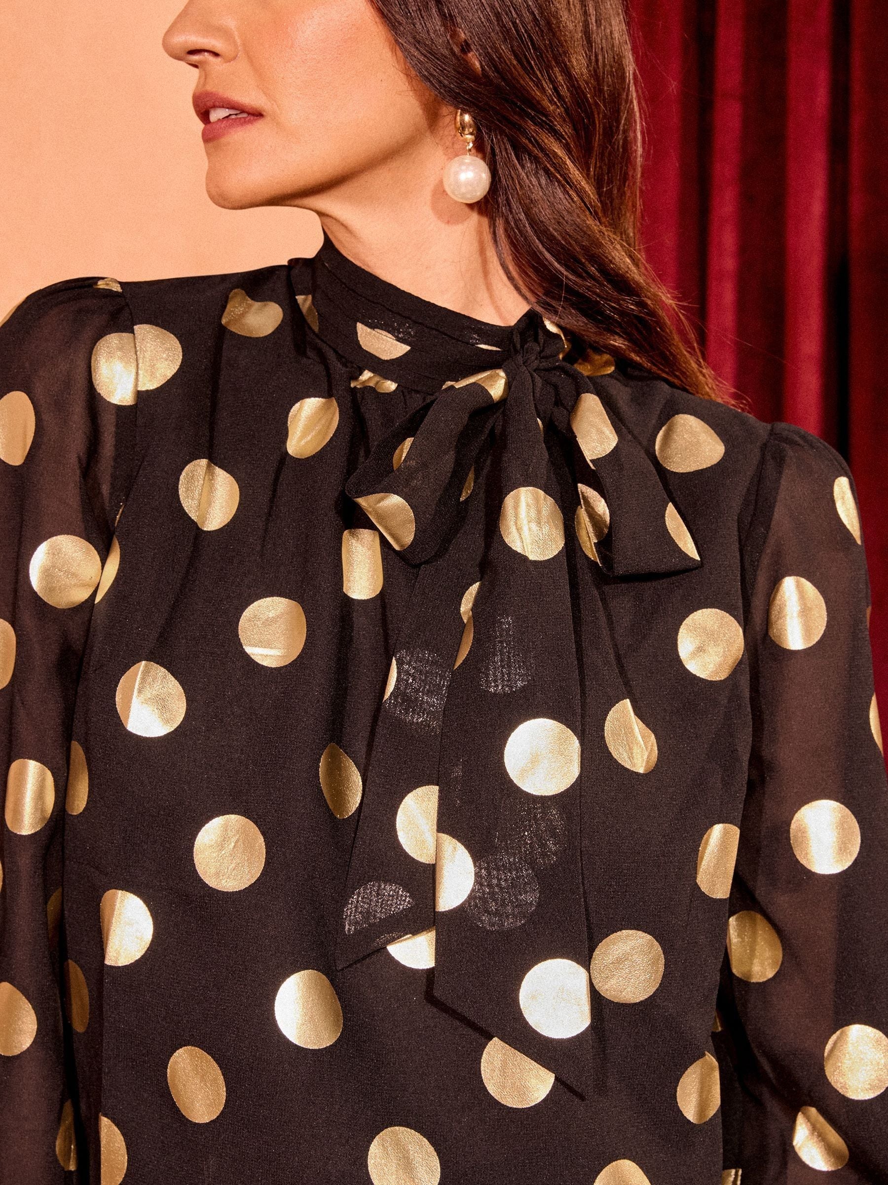Gold polka dot blouse shop