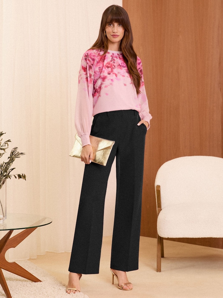 Love & Roses Pink Floral Printed Crew Neck Blouse - Image 4 of 4 Love & Roses Pink Floral Printed Crew Neck Blouse - Image 4 of 4