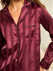 Lipsy Burgundy Satin Stripe Pyjamas Trousers - Image 2 of 3
