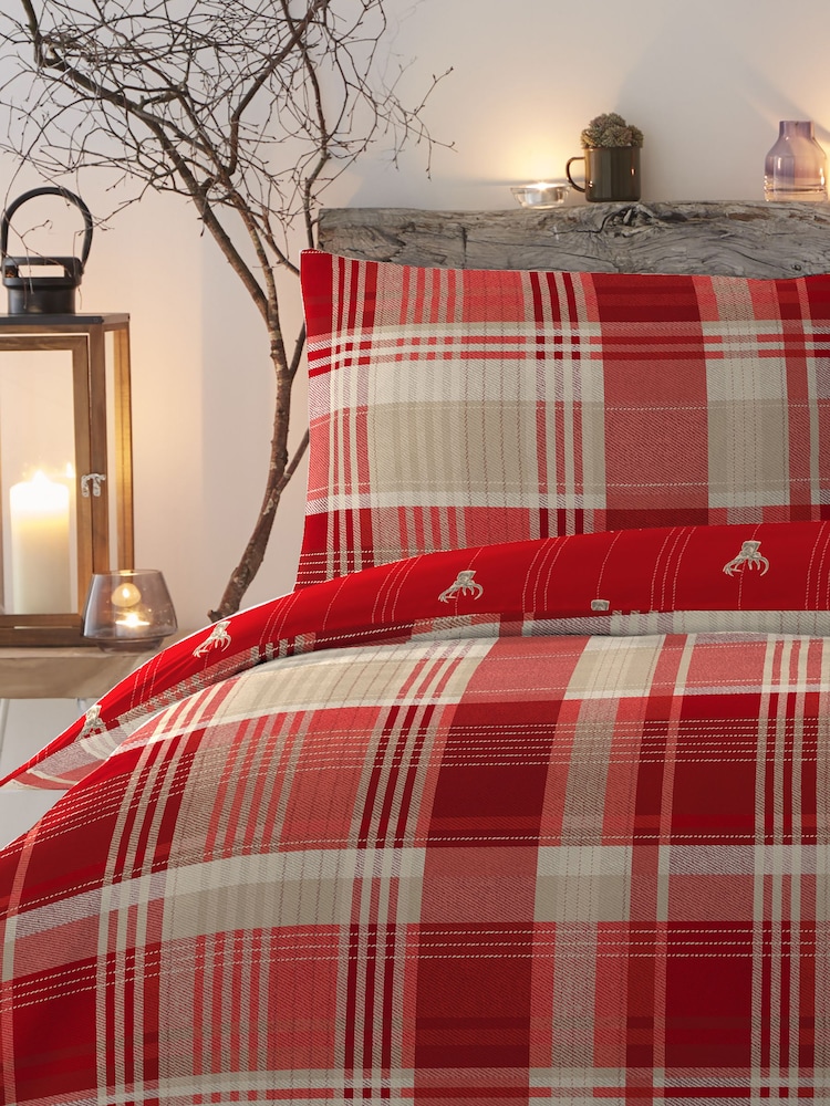 Dreams & Drapes Red Connolly Check 100% Cotton Duvet Cover Set - Image 2 of 3