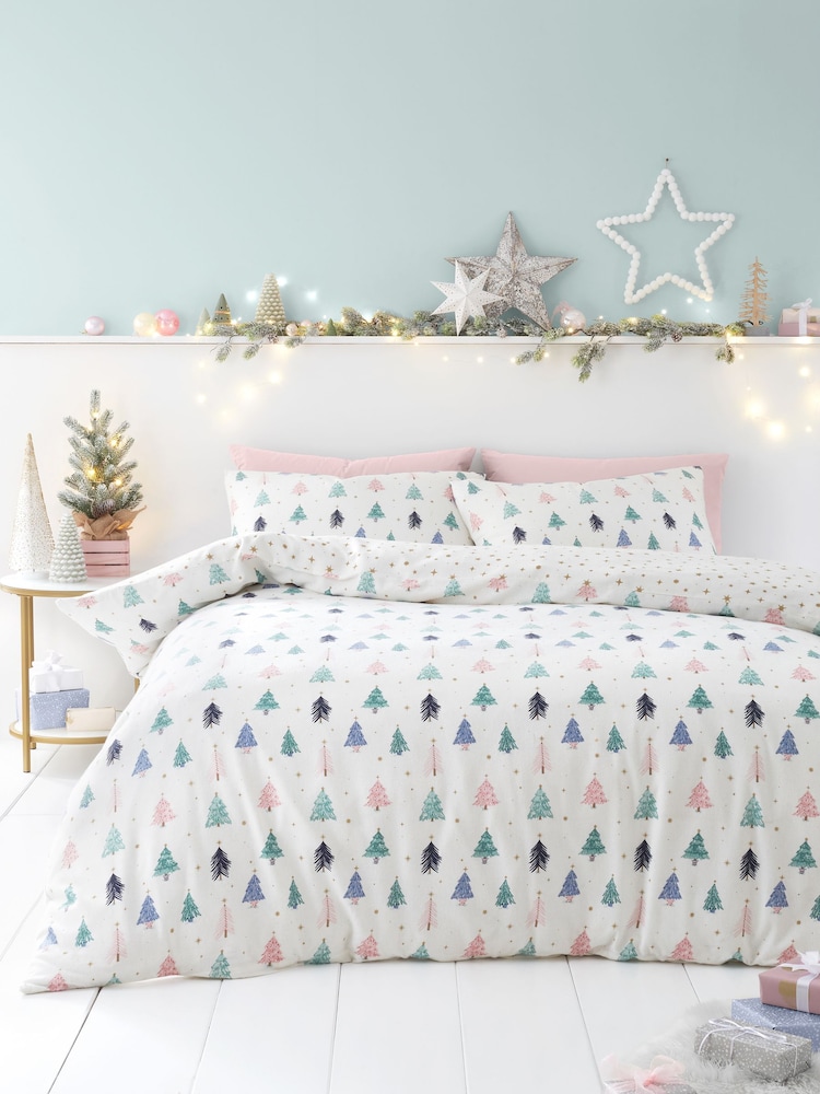 Fusion White Christmas Frosty Trees Brushed 100% Cotton Duvet Cover Set - Image 1 of 4 Fusion White Christmas Frosty Trees Brushed 100% Cotton Duvet Cover Set - Image 1 of 4