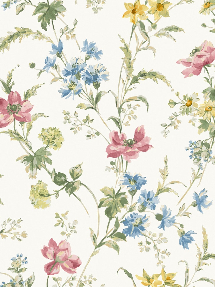 Laura Ashley Multi Floral Poppy Meadow 10M Wallpaper - Image 2 of 3