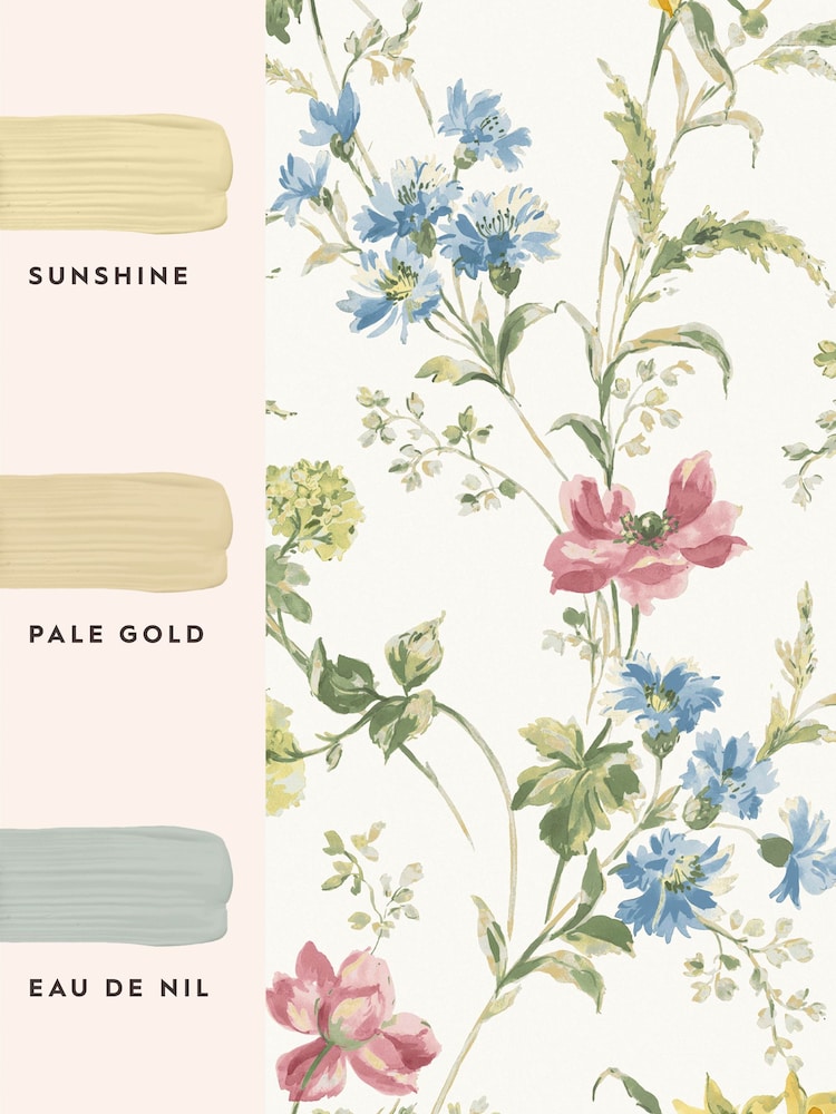 Laura Ashley Multi Floral Poppy Meadow 10M Wallpaper - Image 3 of 3