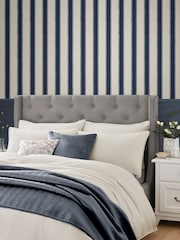 Laura Ashley Midnight Seapsray Denwick Stripe 10M Wallpaper - Image 1 of 4