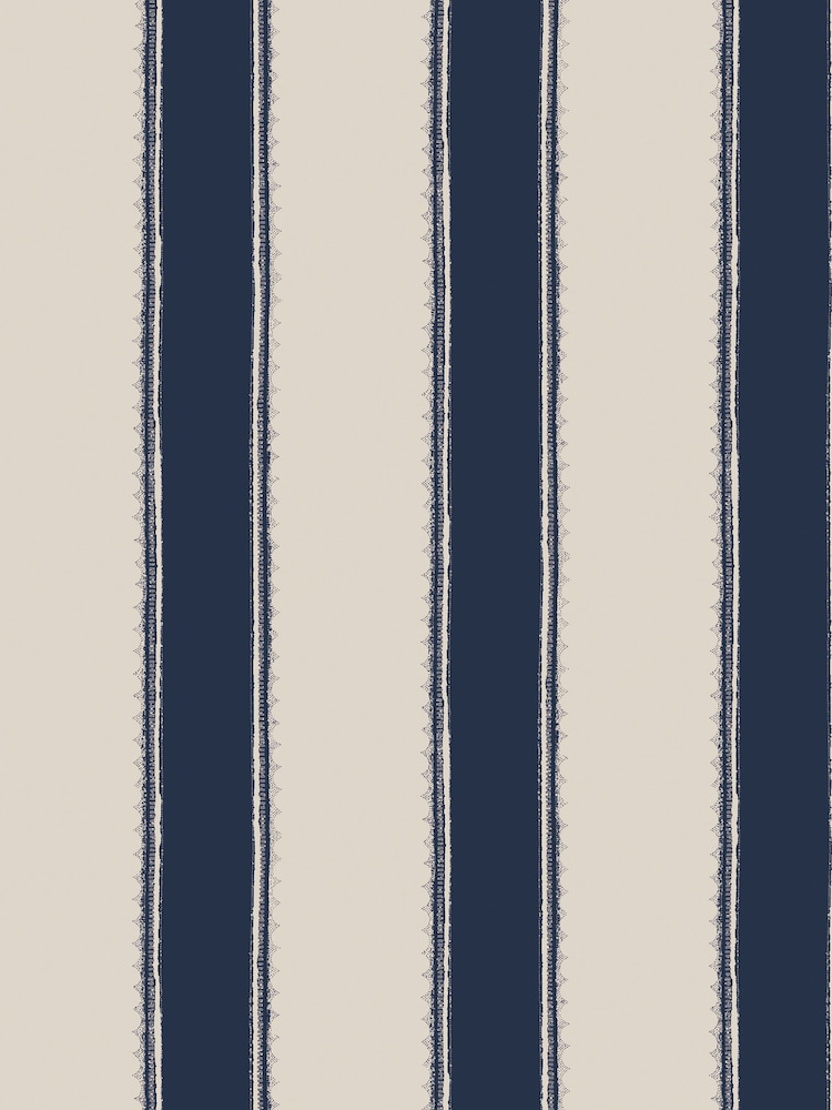 Laura Ashley Midnight Seapsray Denwick Stripe 10M Wallpaper - Image 4 of 4