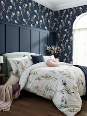 Laura Ashley Midnight Seaspray Hawling Irises 10M Wallpaper - Image 1 of 3