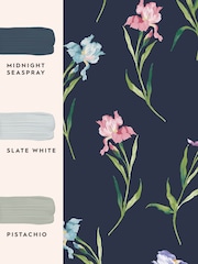 Laura Ashley Midnight Seaspray Hawling Irises 10M Wallpaper - Image 3 of 3