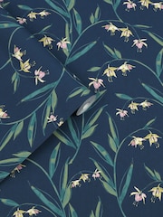Laura Ashley Midnight Seaspray Fulwell Fuscia 10M Wallpaper - Image 2 of 4