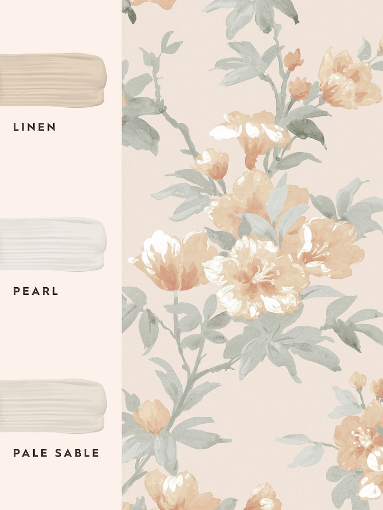 Laura Ashley Apricot Rosamund 10M Wallpaper - Image 4 of 4