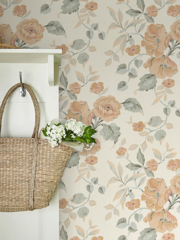 Laura Ashley Apricot Alyworth Trail 10M Wallpaper - Image 1 of 4