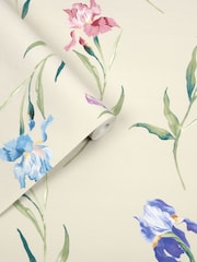 Laura Ashley Soft Natural Hawling Irises 10M Wallpaper - Image 3 of 4