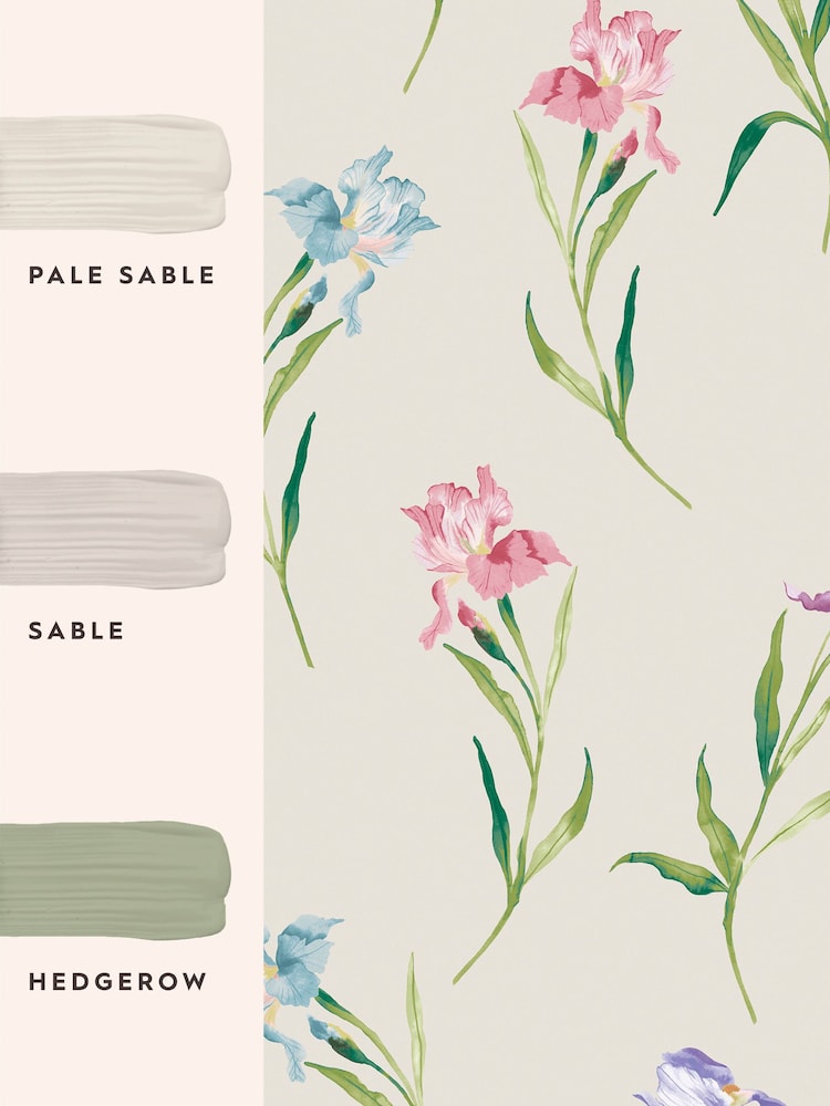 Laura Ashley Soft Natural Hawling Irises 10M Wallpaper - Image 4 of 4