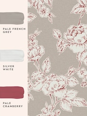 Laura Ashley Dark Dove Grey Pollington Roses 10M Wallpaper - Image 4 of 4