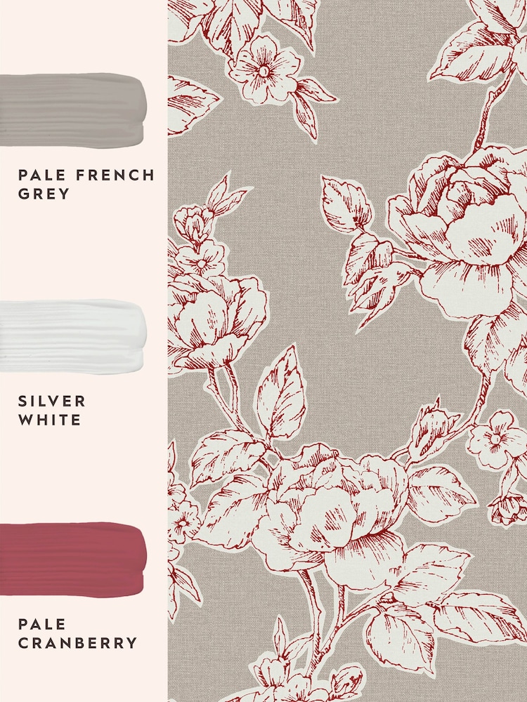 Laura Ashley Dark Dove Grey Pollington Roses 10M Wallpaper - Image 4 of 4
