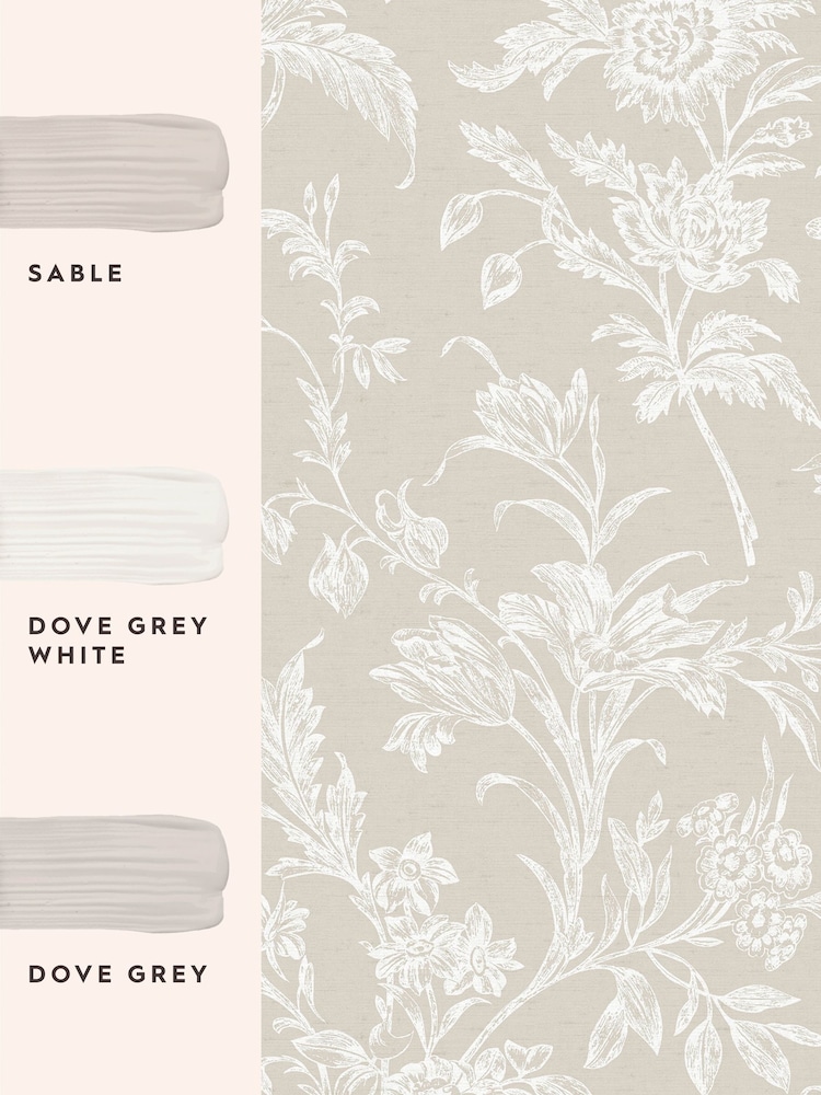 Laura Ashley Dove Grey Lloyd 10M Wallpaper - Image 4 of 4