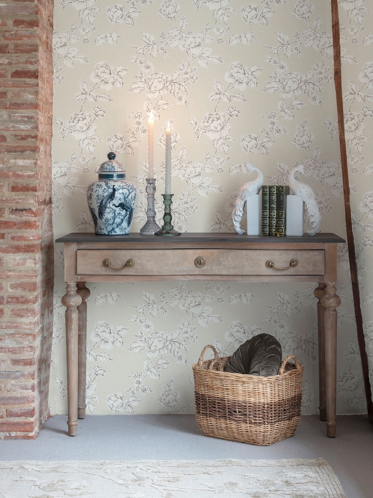 Laura Ashley Natural Pollington Roses 10M Wallpaper - Image 1 of 4
