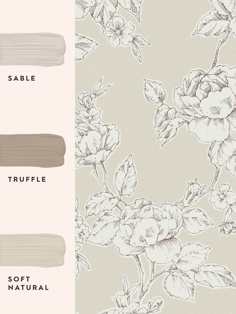 Laura Ashley Natural Pollington Roses 10M Wallpaper - Image 4 of 4