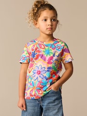Multi Rainbow Floral Print T-Shirt (3-16yrs) - Image 1 of 8