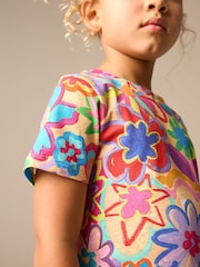Multi Rainbow Floral Print T-Shirt (3-16yrs) - Image 4 of 8