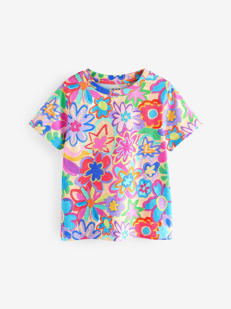 Multi Rainbow Floral Print T-Shirt (3-16yrs) - Image 5 of 8