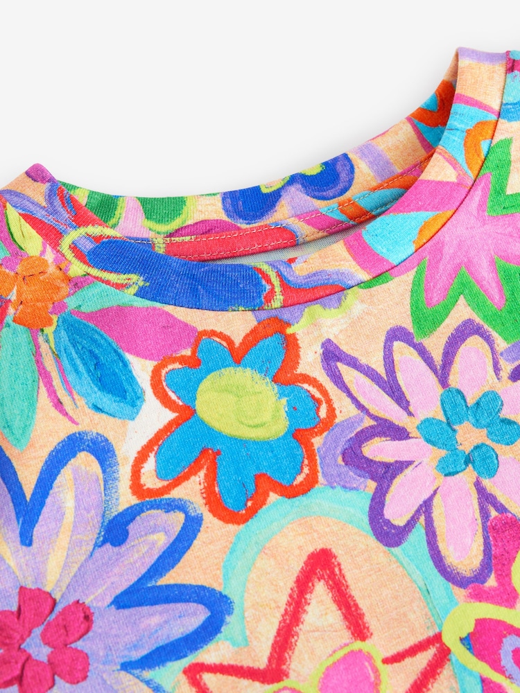Multi Rainbow Floral Print T-Shirt (3-16yrs) - Image 8 of 8