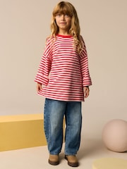 Red/Pink Oversized Long Sleeve Textured 100% Cotton T-Shirt (3-16yrs) - Image 2 of 7