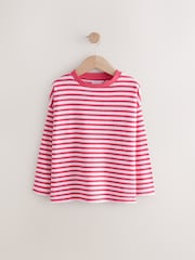 Red/Pink Oversized Long Sleeve Textured 100% Cotton T-Shirt (3-16yrs) - Image 4 of 7