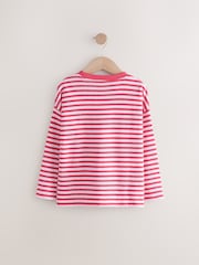 Red/Pink Oversized Long Sleeve Textured 100% Cotton T-Shirt (3-16yrs) - Image 5 of 7