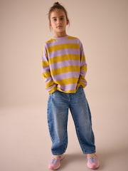 Purple/Ochre Oversized Long Sleeve Textured 100% Cotton T-Shirt (3-16yrs) - Image 2 of 4