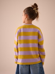 Purple/Ochre Oversized Long Sleeve Textured 100% Cotton T-Shirt (3-16yrs) - Image 3 of 4