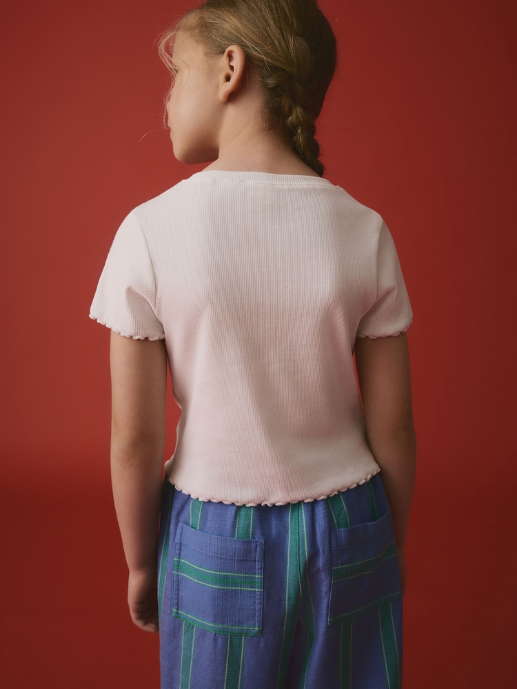 White Ribbed T-Shirt (3-16yrs) - Image 3 of 4