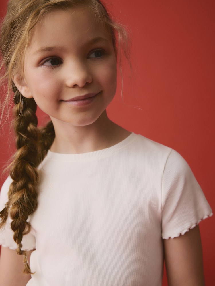 White Ribbed T-Shirt (3-16yrs) - Image 4 of 4