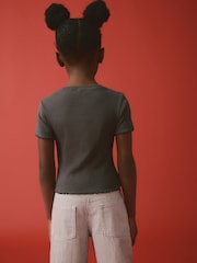 Charcoal Grey Ribbed T-Shirt (3-16yrs) - Image 2 of 8