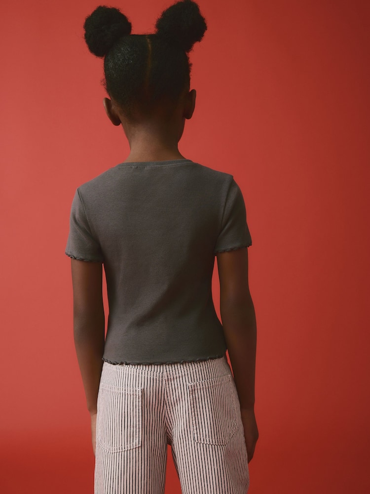 Charcoal Grey Ribbed T-Shirt (3-16yrs) - Image 2 of 8